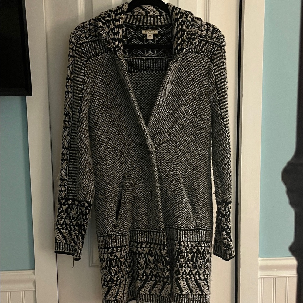 Lucky Brand Navy and White Long Knit Cardigan